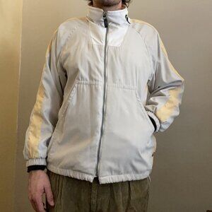 Y2K Vintage Windbreaker "Mulberry Street" Size M Khaki with Dijon Stripe